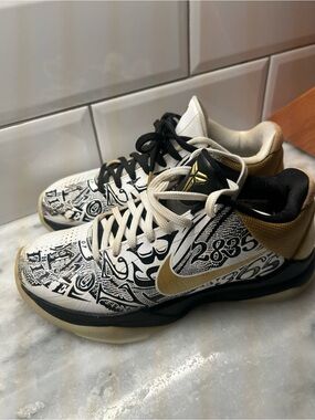 Kids Nike Kobe 5 Protro “Big Stage” white black and gold